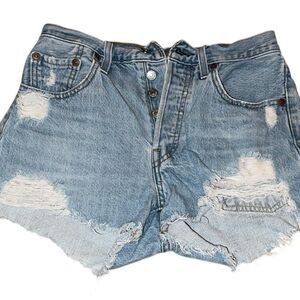 Levi's 501 Distressed denim shorts with frayed hem vibes